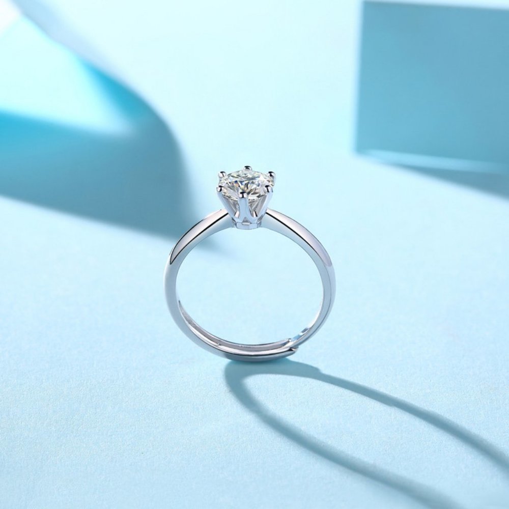 Certified 3ct. t.w. Diamond Moissanite Solitaire Engagement Ring NEW G - Picture 3 of 9